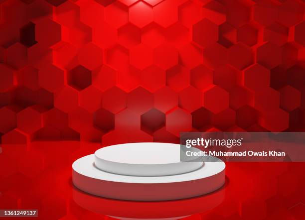 product exhibition background - red pedestal stock pictures, royalty-free photos & images