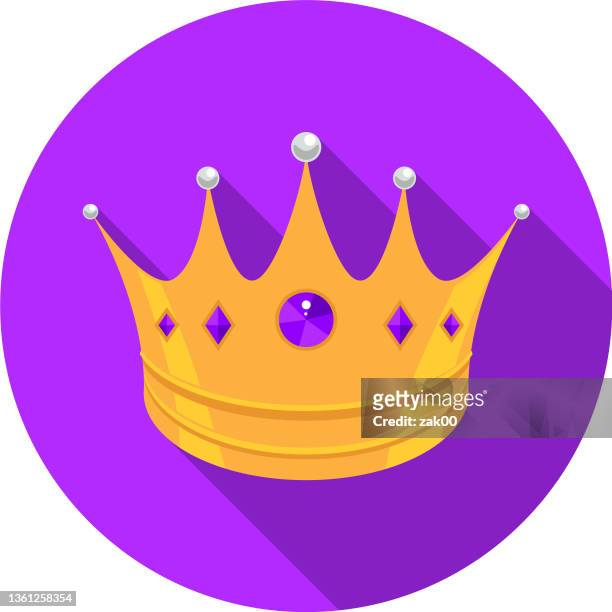crown flat design fantasy icon - abstract flat royal crown stock illustrations