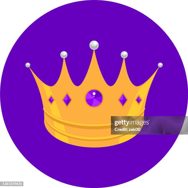 crown flat design fantasy icon - abstract flat royal crown stock illustrations