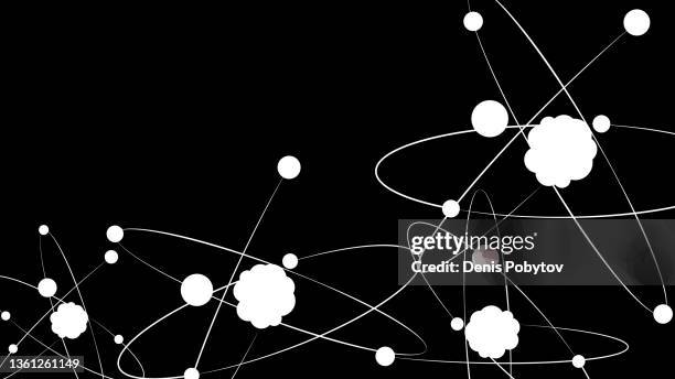 simple minimalistic banner illustration - atoms and particles. - quantum communication stock illustrations