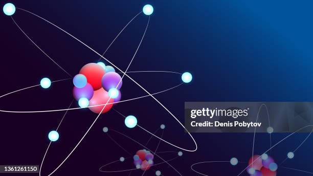 glowing three-dimensional banner illustration - atoms. - quantum physics 幅插畫檔、美工圖案、卡通及圖標