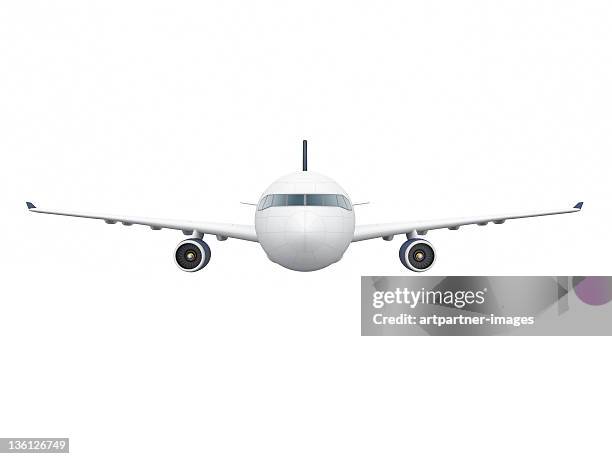 airbus a330-300 plane from the front on white - plane front view stock pictures, royalty-free photos & images