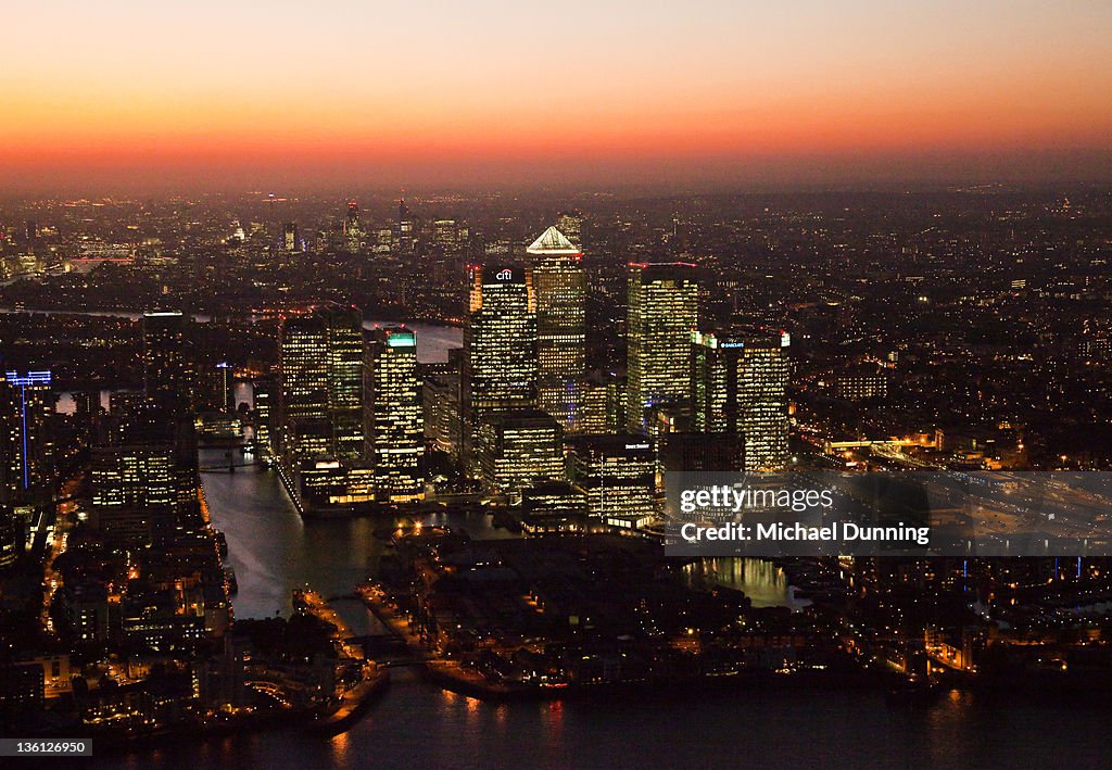 London Aerial Docklands Canary Wharf