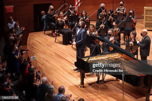 The pianist Daniil Trifonov performing Beethoven's "Piano Concerto No 4 in G major" with the conductor Jaap van Zweden at the New York Philharmonic's...