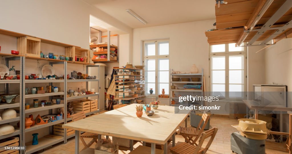 Innenansicht der Töpferwerkstatt