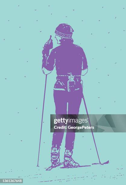 cross country skier, isolated vector - outdoor exercise cold stock illustrations