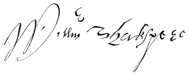 william shakespeare’s signature/autograph - 17th century - shakespeare stock illustrations