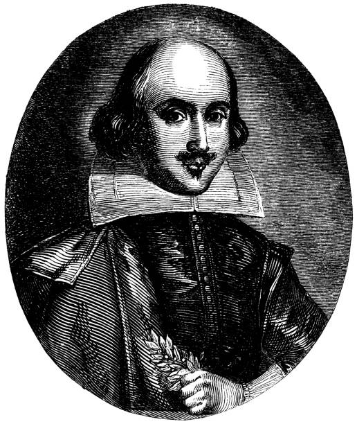 portrait of william shakespeare - 19th century - shakespeare stock illustrations