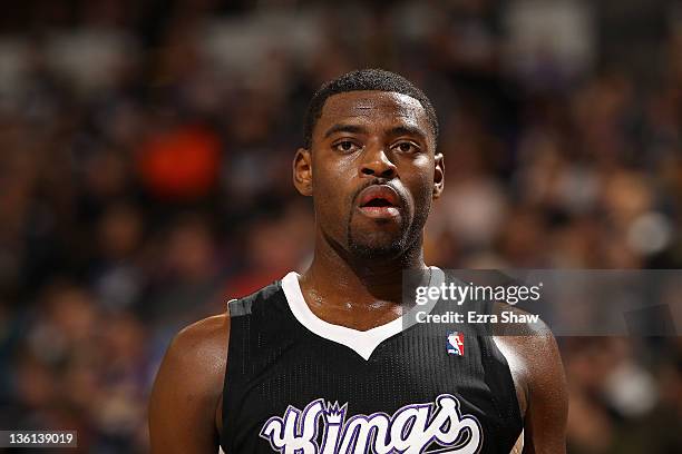 Tyreke Evans of the Sacramento Kings in action against the Los Angeles Lakers at Power Balance Pavilion on December 26, 2011 in Sacramento,...