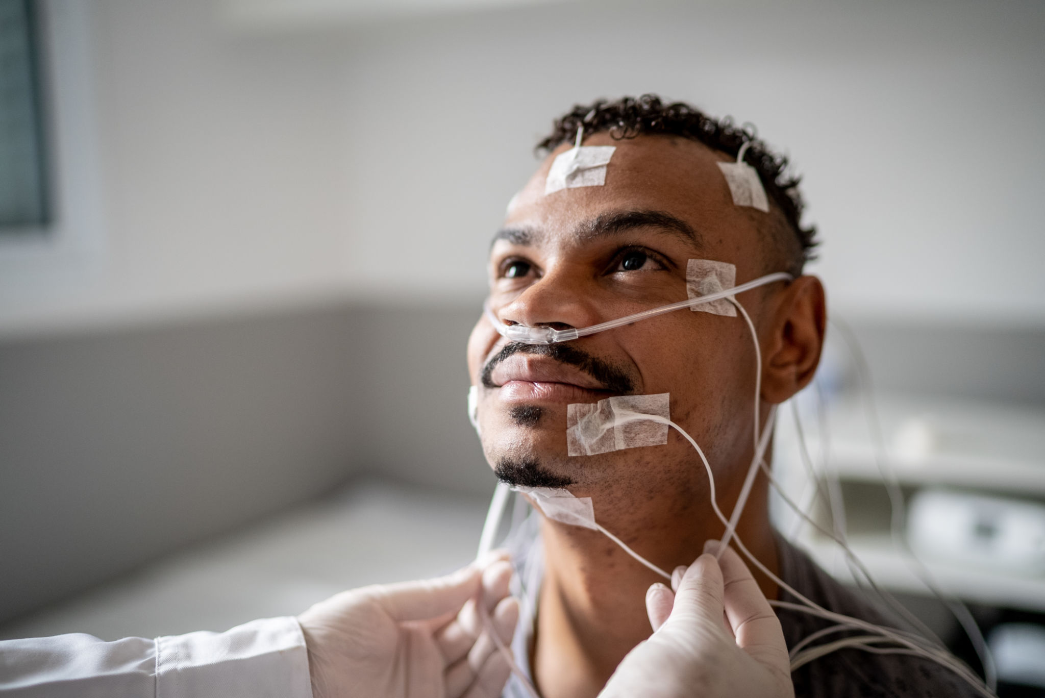 person preparing for medical test