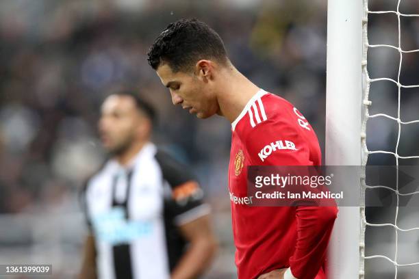 Cristiano Ronaldo of Manchester United looks dejected during the Premier League match between Newcastle United and Manchester United at St James'...