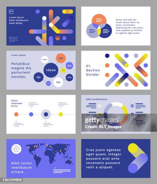 presentation design template with abstract geometric connection graphics - template stock illustrations