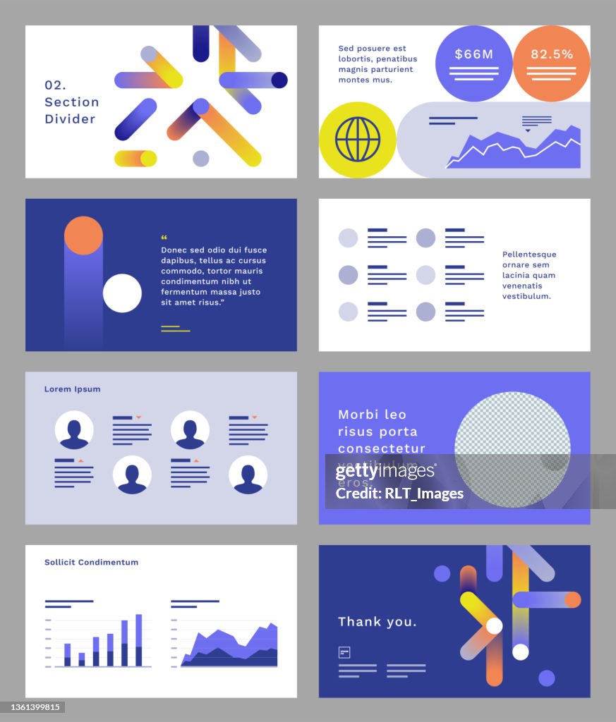 Presentation design template with abstract geometric connection graphics