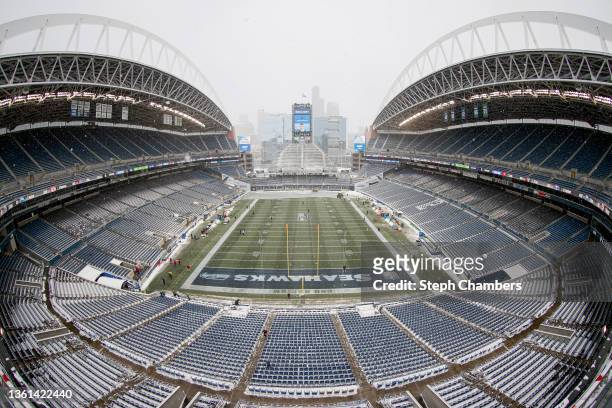 General view of Lumen Field before the game between the Seattle Seahawks and the Chicago Bears on December 26, 2021 in Seattle, Washington.