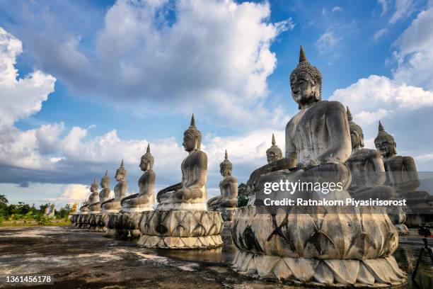 aerial drone view of archaeological sites and buddha images in buddhism, thung yai district, nakhon si thammarat province, thailand. - world literature stock pictures, royalty-free photos & images