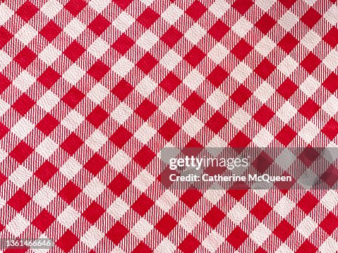 Traditional red & white plaid check picnic blanket background Traditional red & white plaid check picnic blanket background