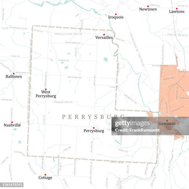 ny cattaraugus perrysburg vector road map - versailles stock illustrations