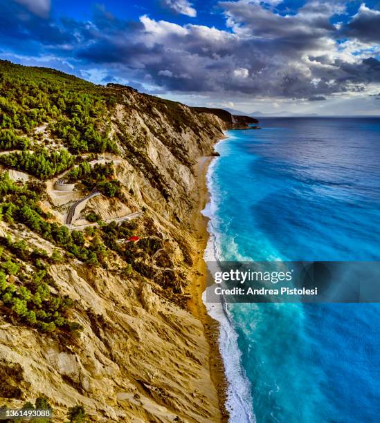 egremni beach on lefkada island, greece - egremni stock pictures, royalty-free photos & images