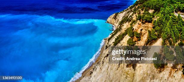 egremni beach on lefkada island, greece - egremni beach stock pictures, royalty-free photos & images