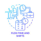 Flexi-time and shifts blue gradient concept icon