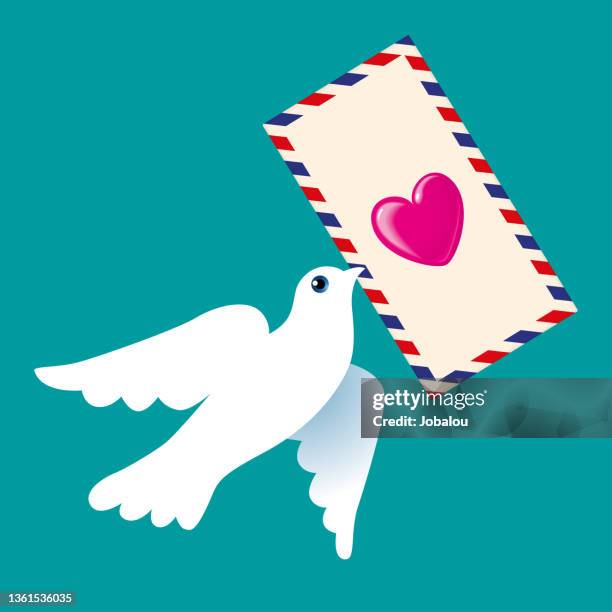 ilustraciones, imágenes clip art, dibujos animados e iconos de stock de post dove carrying love letter clip art - homing pigeon