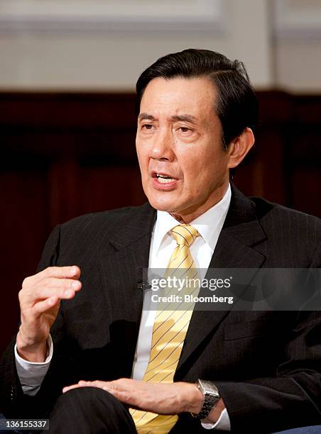 Ma Ying-jeou, Taiwan's president, speaks during an interview at the Presidential Palace in Taipei, Taiwan, on Friday, Dec. 22, 2011. Ma said his...