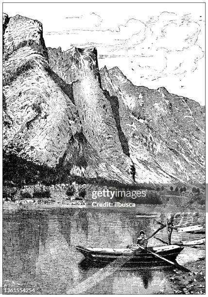 antique illustration: romsdal, norway - norway stock illustrations