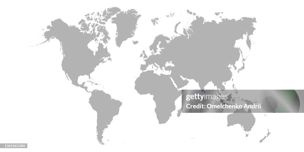 World Map Grey Color On White Background High-Res Vector Graphic ...