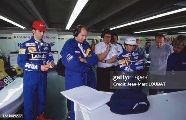 Damon Hill et Alain Prost lors du Grand Prix de Formule 1 du Canada, le 13 juin 1993.