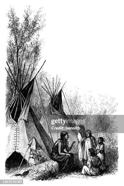 story time - sioux native americans stock illustrations