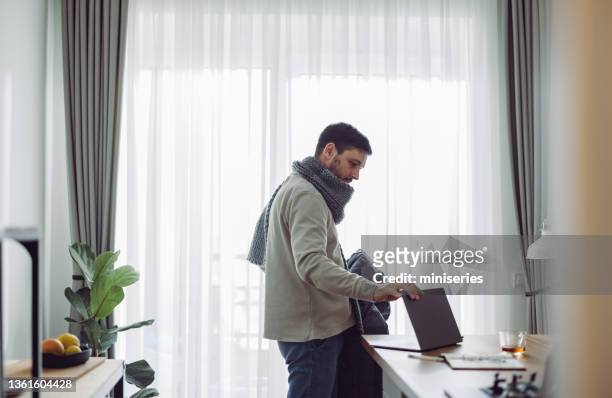 serious businessman taking break of work - laptop close up stock pictures, royalty-free photos & images