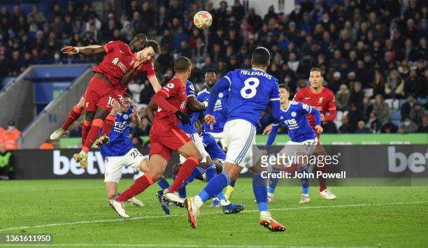 Sadio Mane of Liverpool during the Premier League match between Leicester City and Liverpool at The King Power Stadium on December 28, 2021 in...