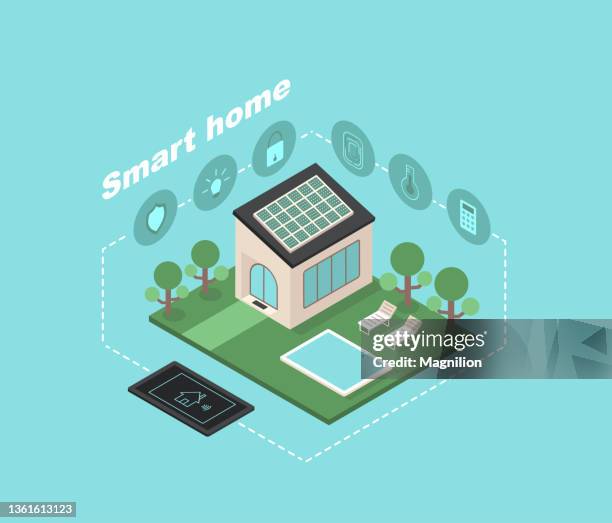 smart home isometrischer vektor - kontrollraum stock-grafiken, -clipart, -cartoons und -symbole