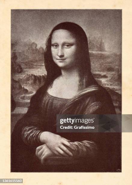 oil painting of mona lisa from leonardo da vinci 1898 - mona lisa stock illustrations