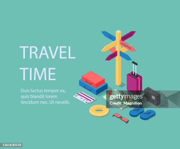 ilustraciones, imágenes clip art, dibujos animados e iconos de stock de isométrica de viaje - visita
