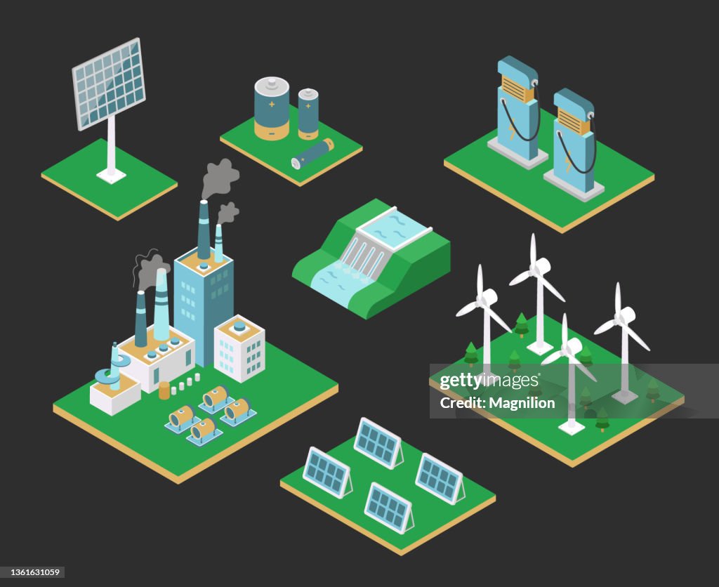 Alternative Energy Isometric Vector
