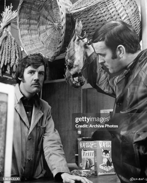 Michael Palin and John Cleese in the Dead Parrot Sketch from the film 'And Now For Something Completely Different', 1971.