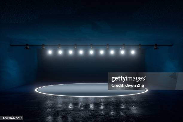 3d rendering of abstract booth pedestal - stage performance space stock pictures, royalty-free photos & images