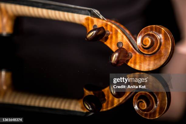 violin on the black background - classical style stock-fotos und bilder