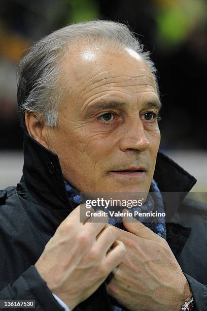 Parma FC head coach Franco Colomba looks on prior to the Serie A match between Parma FC and Catania Calcio at Stadio Ennio Tardini on December 21,...