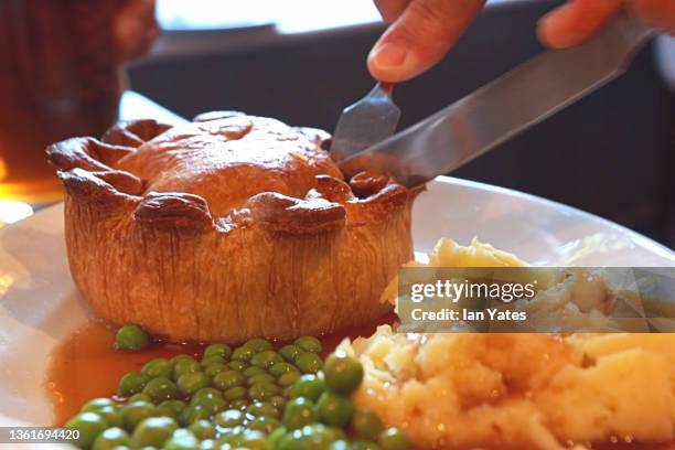 steak & ale pie - ale stock pictures, royalty-free photos & images