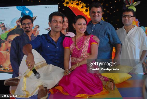 Amit Trivedi, Prithviraj Sukumaran, Rani Mukherjee,Sachin Kundalkar and Guest attend the movie 'Aiyyaa' music launch on September 13,2012 in Mumbai,...