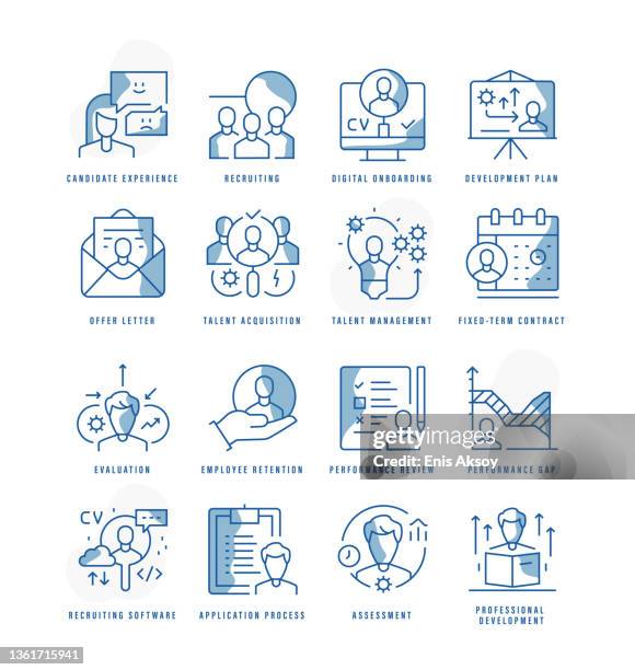 talent management icons - employee development stock illustrations