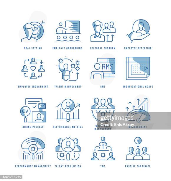 talentmanagement-symbole - mitarbeiterbindung stock-grafiken, -clipart, -cartoons und -symbole