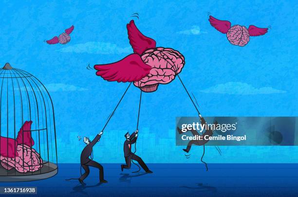 stockillustraties, clipart, cartoons en iconen met freedom of thought - escaping