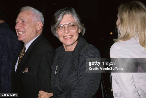 American actor, comedian and film director Mel Brooks and his wife, American actress Anne Bancroft attend the Century City premiere of 'Great...