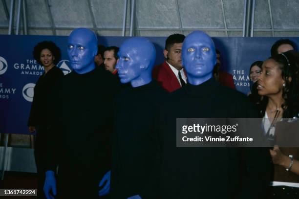 American performance art group Blue Man Group attend the 43rd Annual Grammy Awards, held at the Staples Center in Los Angeles, California, 21st...