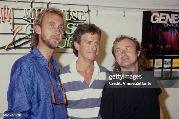 British rock band Genesis attend a press conference ahead of their Invisible Touch Tour date at Dodger Stadium in Los Angeles, California, 22nd May...