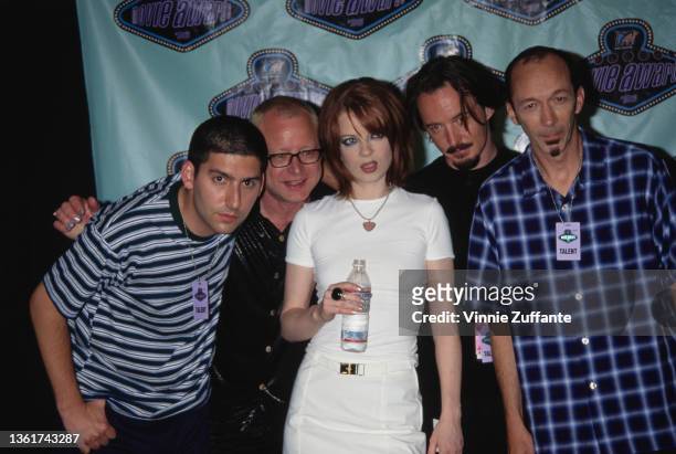 American rock band Garbage attend the 1996 MTV Movie Awards, held at Walt Disney Studios in Burbank, California, 8th June 1996.