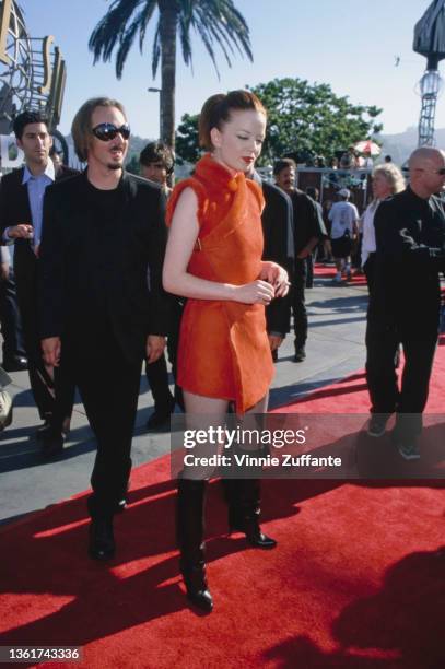 American musician and songwriter Butch Vig and British singer, songwriter and musician Shirley Manson, both of American rock band Garbage, attend the...